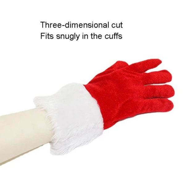 Christmas Day Gala Performance Gloves Short Blind Velvet Wool Warm Gloves (Red) - Image 4