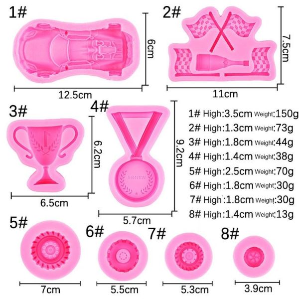 Sports Car Trophy Medal Tire Silicone Mold Glue Plaster Candle Baking Decorative Mold, Specification: 19-202 - Image 2