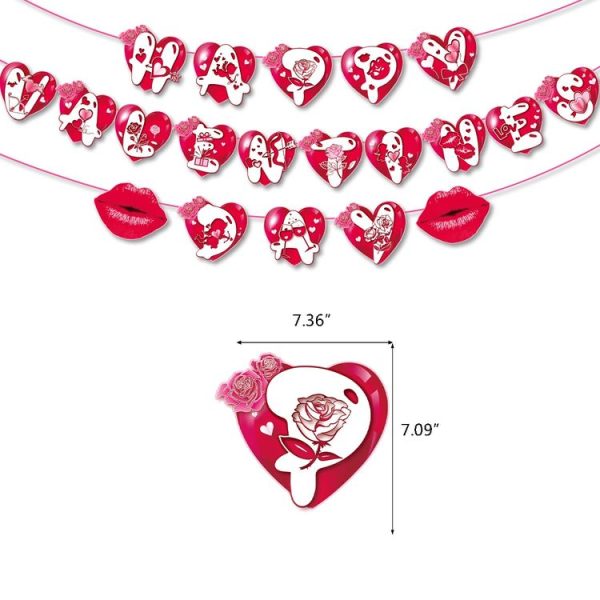 Valentines Day Party Decoration Set 1 Banner +20pcs Latex Balloons+ 16pcs Cake Topper - Image 4