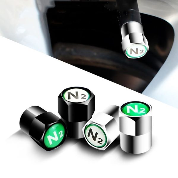 4pcs / Set N2 Metal Tire Valve Caps Automobile Universal Modified Valve Covers, Size: White Background (Silver) - Image 2