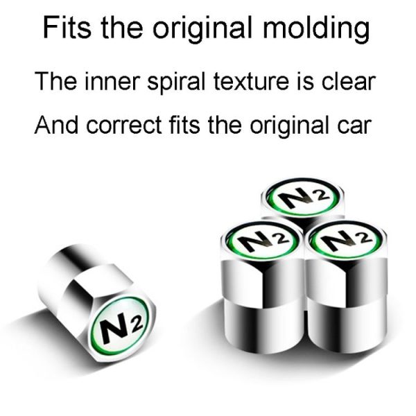 4pcs / Set N2 Metal Tire Valve Caps Automobile Universal Modified Valve Covers, Size: White Background (Silver) - Image 5