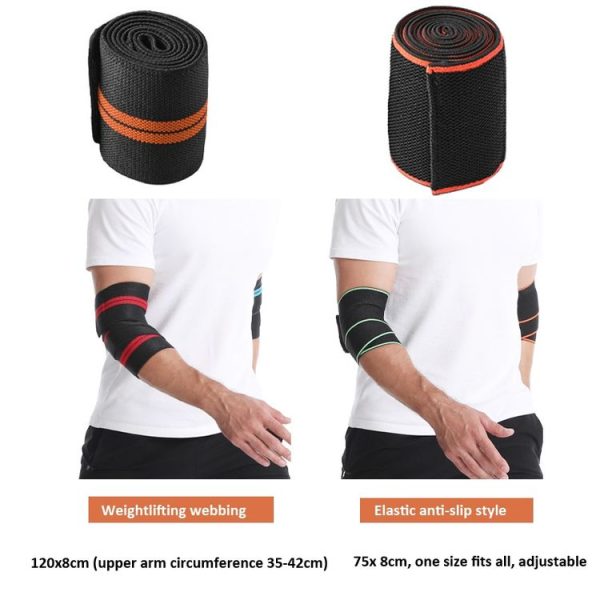 Compression Elbow Bandage Wrap Sports Elbow Protector 120x8cm (Blue) - Image 4