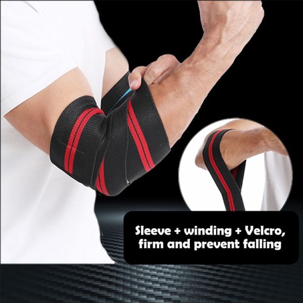 Compression Elbow Bandage Wrap Sports Elbow Protector 120x8cm (Blue) - Image 6