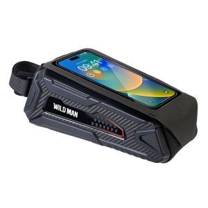 WILD MAN M90 EVA Hard Shell Mountain Bike Mobile Phone Touch Screen Waterproof Front Beam Bag (Black Red)