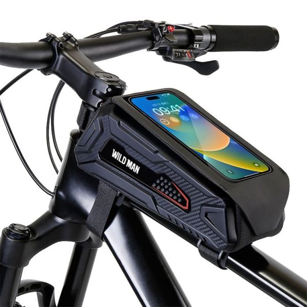 WILD MAN M90 EVA Hard Shell Mountain Bike Mobile Phone Touch Screen Waterproof Front Beam Bag (Black Red) - Image 11