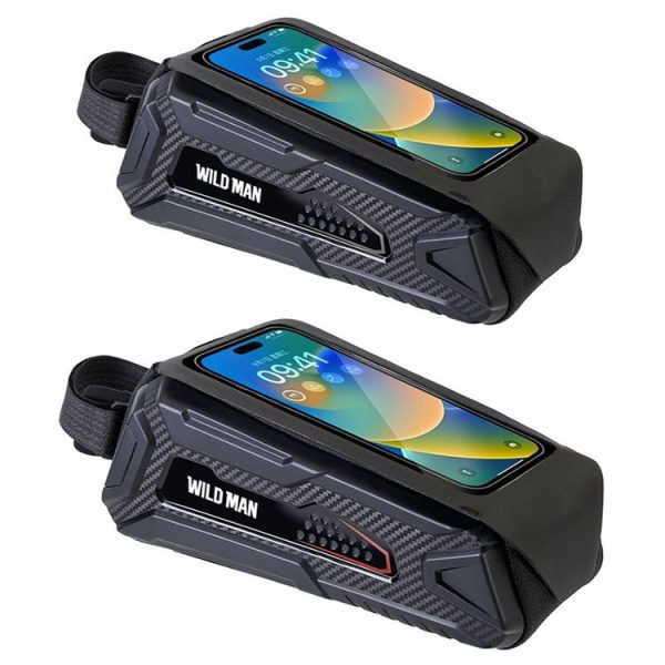 WILD MAN M90 EVA Hard Shell Mountain Bike Mobile Phone Touch Screen Waterproof Front Beam Bag (Black Red) - Image 2