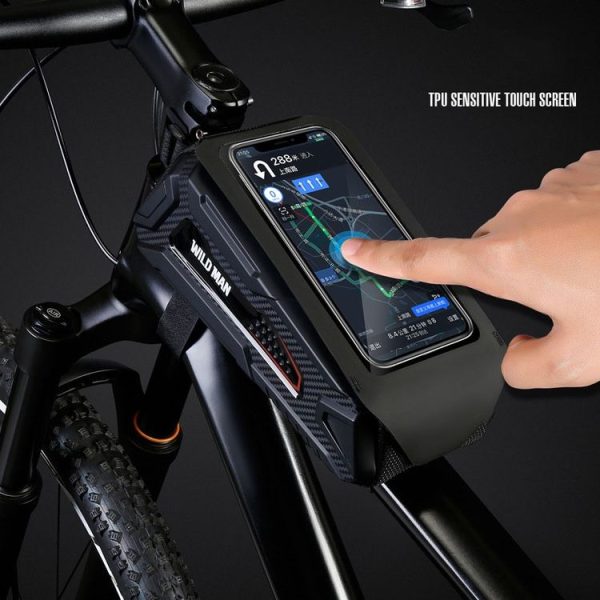 WILD MAN M90 EVA Hard Shell Mountain Bike Mobile Phone Touch Screen Waterproof Front Beam Bag (Black Red) - Image 6