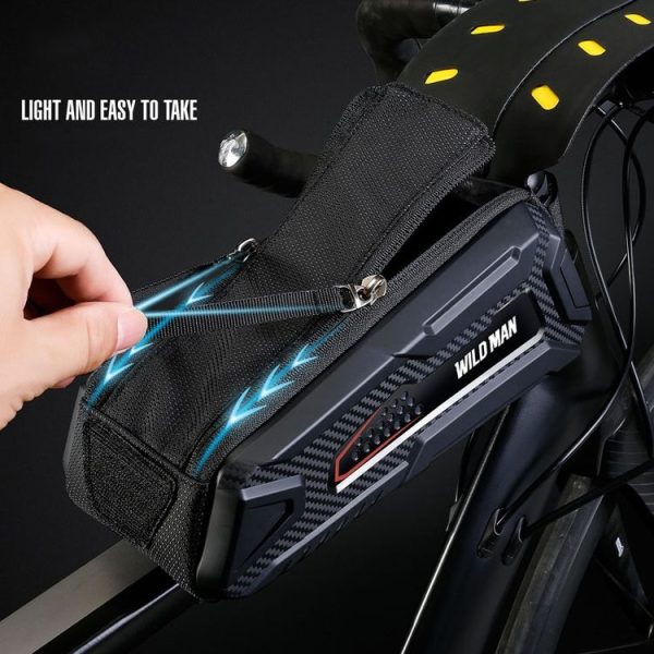WILD MAN M90 EVA Hard Shell Mountain Bike Mobile Phone Touch Screen Waterproof Front Beam Bag (Black Red) - Image 7