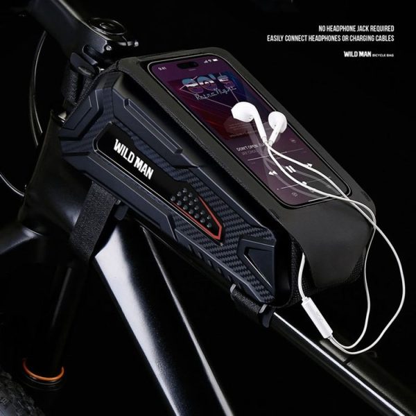 WILD MAN M90 EVA Hard Shell Mountain Bike Mobile Phone Touch Screen Waterproof Front Beam Bag (Black Red) - Image 9