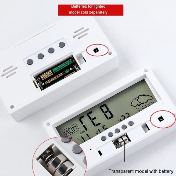 LCD Electronic Desk Clock Digital Display Multifunctional Temperature And Humidity Meter Alarm Clock, Model: 2158L With Light Black - Image 4