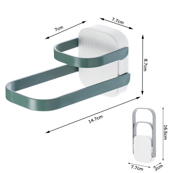 Double Layer Punch Free Wall Clothes Hanger Hooks Storage Organiser Rack (Gray) - Image 3