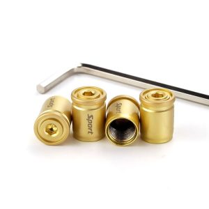 4pcs / Set Sport Anti-Theft Car Tire Valve Caps Universal Valve Cover With Wrench (Gold)