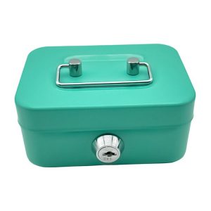 Portable Metal Safe Cash Box Piggy Bank Money Organizer with Key (Small Green)