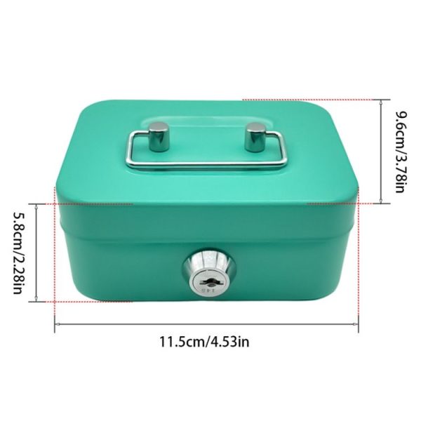 Portable Metal Safe Cash Box Piggy Bank Money Organizer with Key (Small Green) - Image 3
