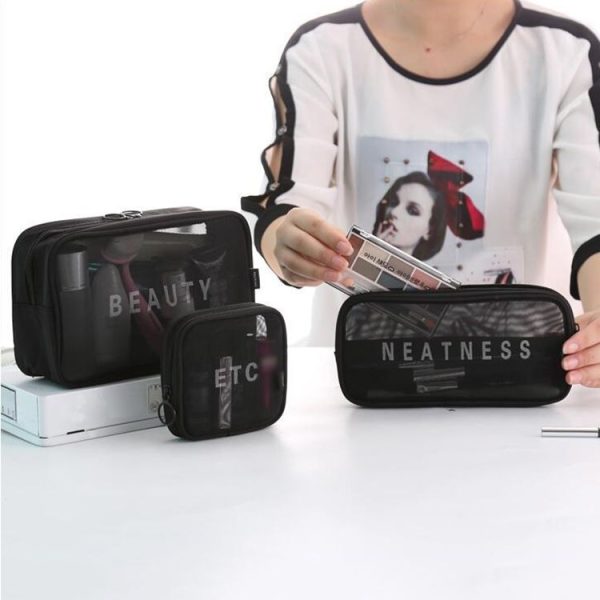 Travel Waterproof Toiletry Bag Portable Transparent Handheld Cosmetic Bag, Style: Olive Green Set - Image 7