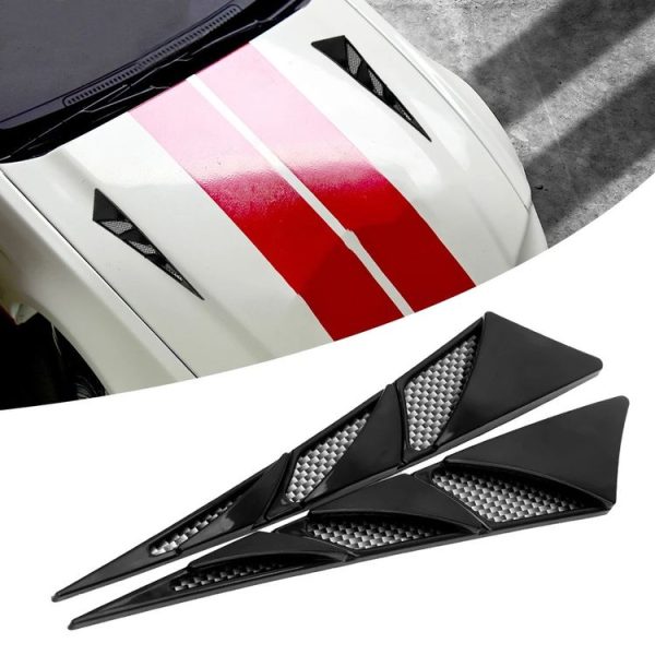 1pair Car Modified Side Air Vent Shark Gill Spoiler Fender (Black)