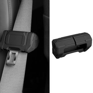 Large Car Seatbelt Buckle Protective Cover Anti Scratch Silicone Protector For Safety Belt Plugs (Black)