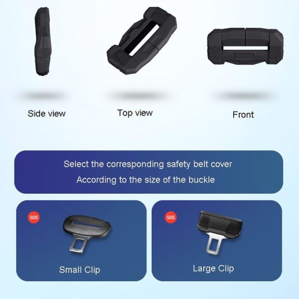 Large Car Seatbelt Buckle Protective Cover Anti Scratch Silicone Protector For Safety Belt Plugs (Black) - Image 3