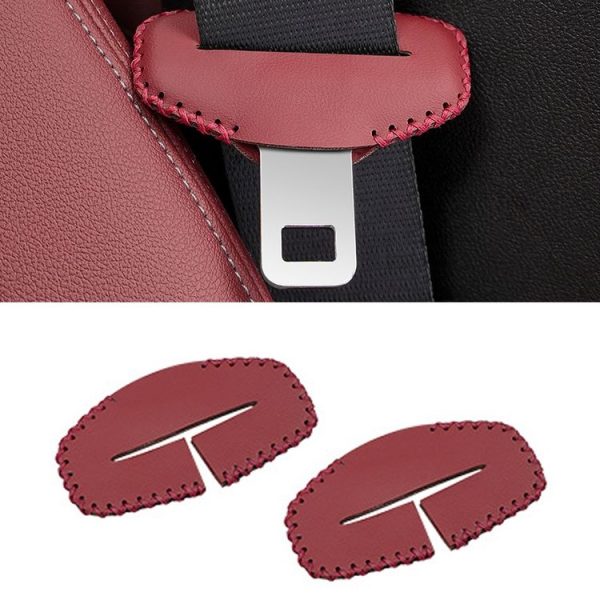 BMW 1pair Seatbelt Insert Protector Bumper Belt Chuck Decoration (Red)