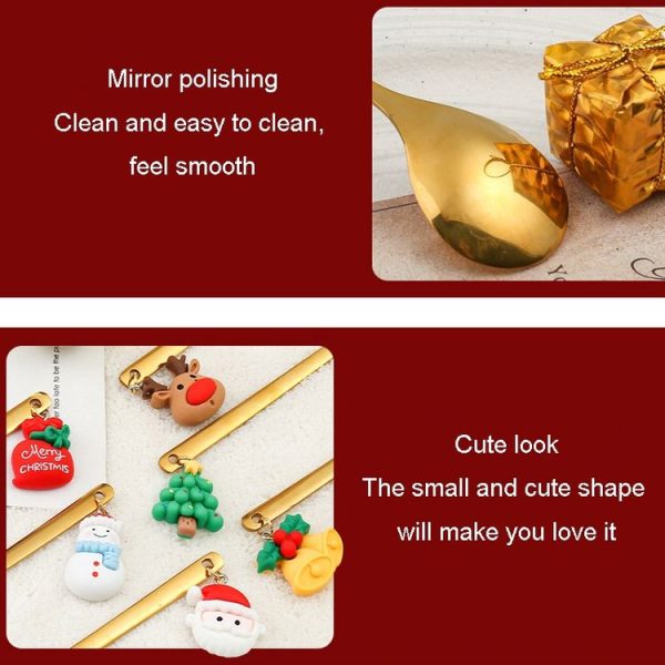 6pcs / Pack Christmas Mixing Spoon Fruit Fork With Pendant Flatware, Style: Spoon - Image 5