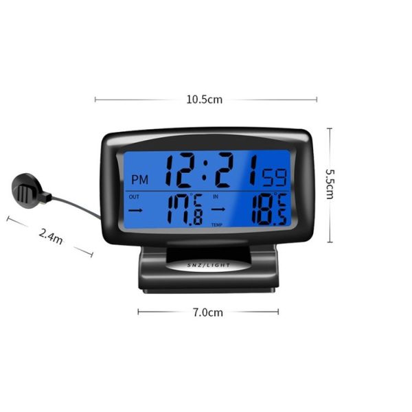 LCD Night Light Car Clock Automotive Electronics Inside And Outside Dual Thermometer - Image 2