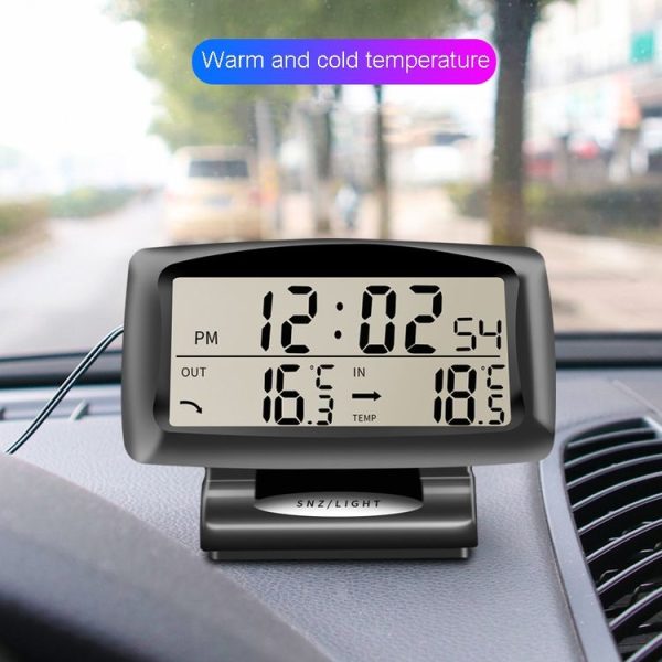 LCD Night Light Car Clock Automotive Electronics Inside And Outside Dual Thermometer - Image 7