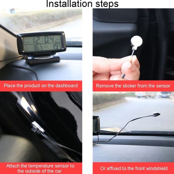 LCD Night Light Car Clock Automotive Electronics Inside And Outside Dual Thermometer - Image 9