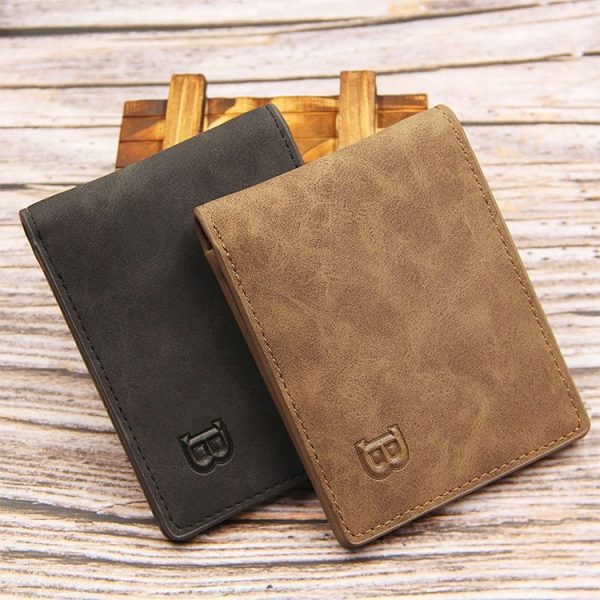MenBense Men Short Wallet Retro Frosted Multi Card Wallet (Brown) - Image 2