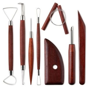 8-in-1 Wooden Handle Pottery Clay Tool set Ceramic Trimming Carving Knife (SF008)