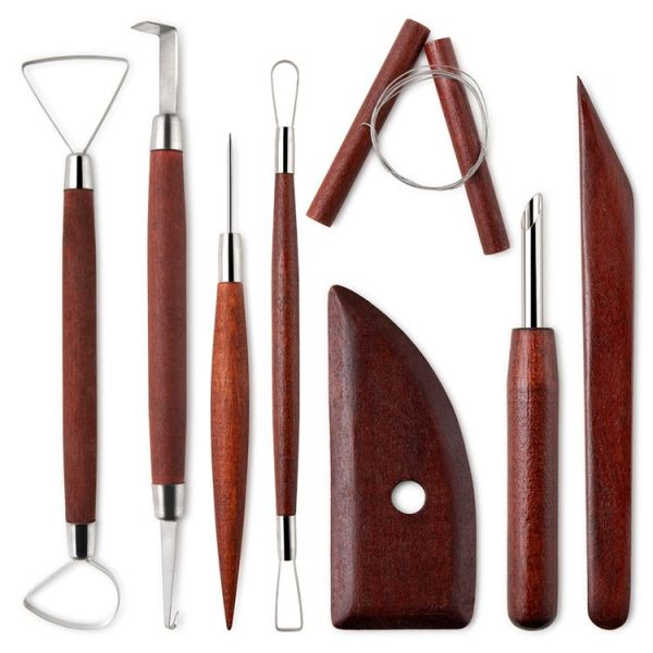 8-in-1 Wooden Handle Pottery Clay Tool set Ceramic Trimming Carving Knife (SF008)