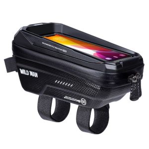 WILD MAN MS66 1.2L EVA Hard Shell Bicycle Front Beam Bag Cycling Touch Screen Phone Bag (Black)