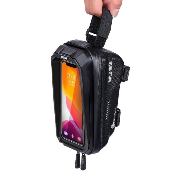 WILD MAN MS66 1.2L EVA Hard Shell Bicycle Front Beam Bag Cycling Touch Screen Phone Bag (Black) - Image 2
