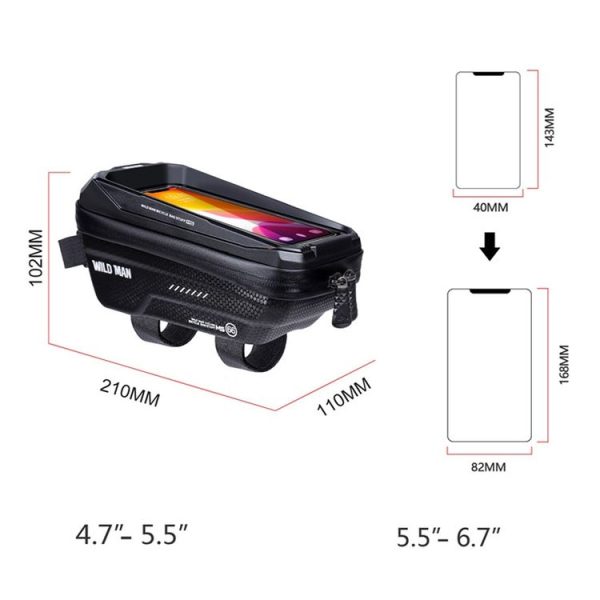 WILD MAN MS66 1.2L EVA Hard Shell Bicycle Front Beam Bag Cycling Touch Screen Phone Bag (Black) - Image 3