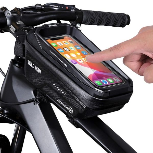 WILD MAN MS66 1.2L EVA Hard Shell Bicycle Front Beam Bag Cycling Touch Screen Phone Bag (Black) - Image 5