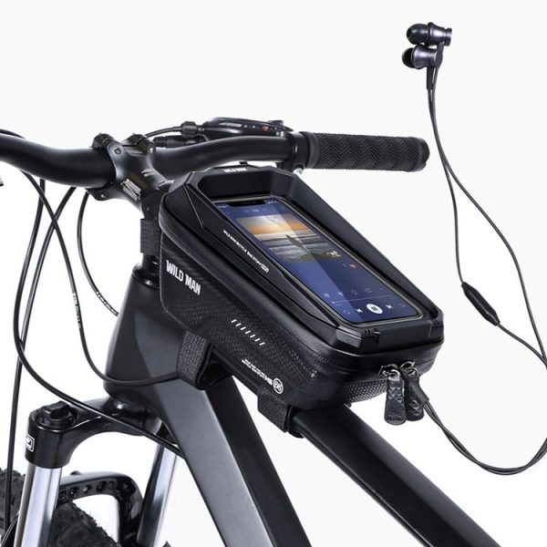 WILD MAN MS66 1.2L EVA Hard Shell Bicycle Front Beam Bag Cycling Touch Screen Phone Bag (Black) - Image 6