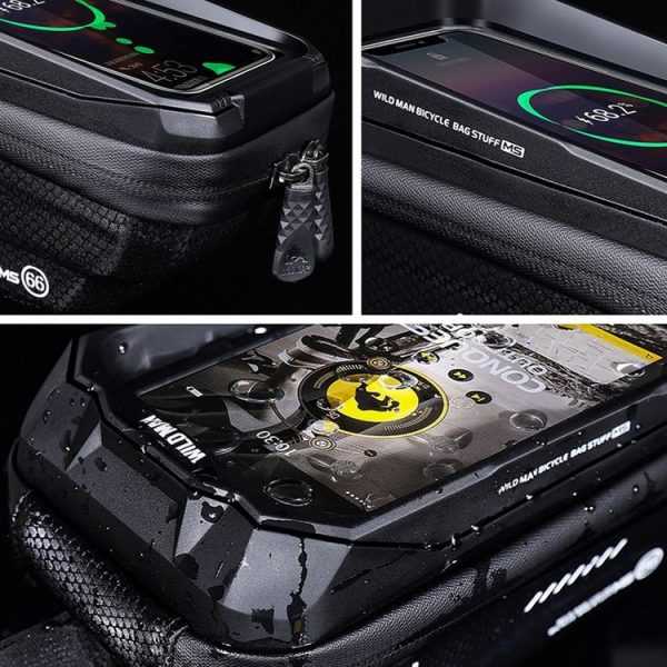 WILD MAN MS66 1.2L EVA Hard Shell Bicycle Front Beam Bag Cycling Touch Screen Phone Bag (Black) - Image 7