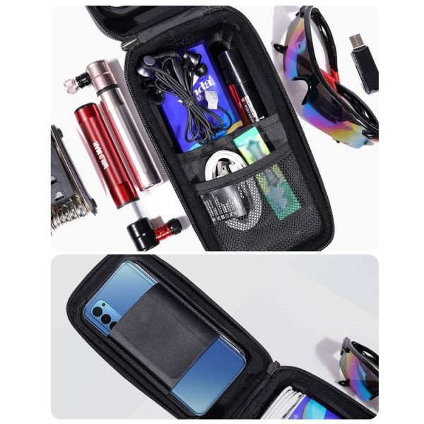 WILD MAN MS66 1.2L EVA Hard Shell Bicycle Front Beam Bag Cycling Touch Screen Phone Bag (Black) - Image 9