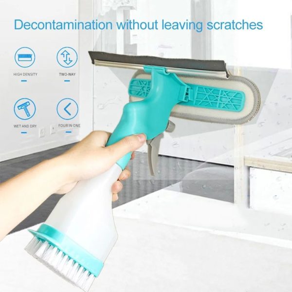 4 In 1 Double-sided Glass Wiper Window Squeegee Portable Spray Mirror Car Glass Cleaner YJ520 - Image 3