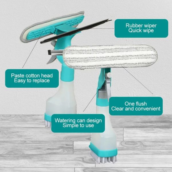 4 In 1 Double-sided Glass Wiper Window Squeegee Portable Spray Mirror Car Glass Cleaner YJ520 - Image 4