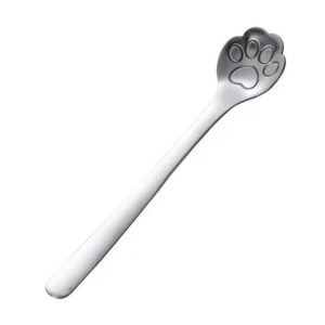 Stainless Steel Coffee Stirring Spoon Ice Cream Cartoon Cat Paw Spoon, Color: Silver