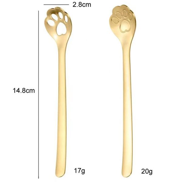 Stainless Steel Coffee Stirring Spoon Ice Cream Cartoon Cat Paw Spoon, Color: Silver - Image 3