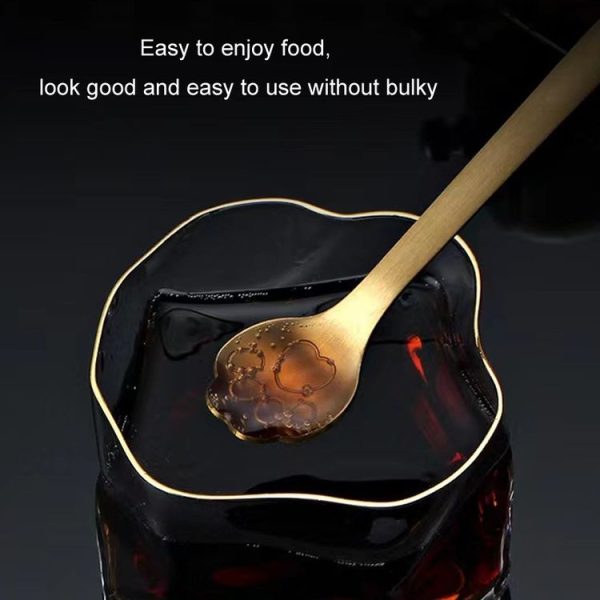 Stainless Steel Coffee Stirring Spoon Ice Cream Cartoon Cat Paw Spoon, Color: Silver - Image 5