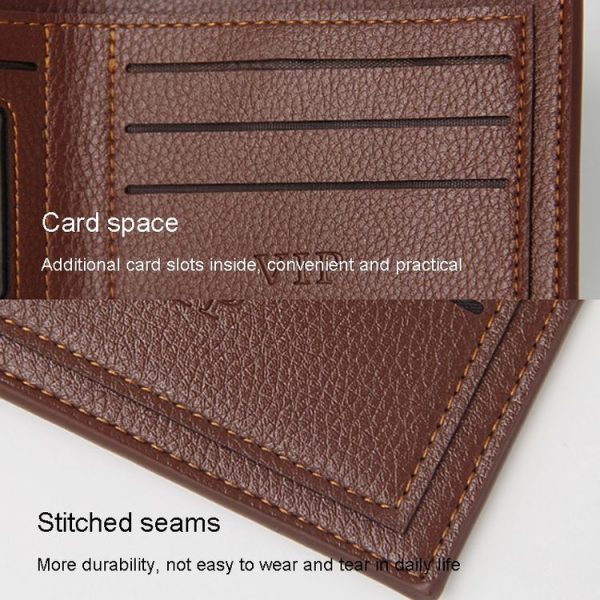 MenBense Men Wallet Casual Coin Purse Large Capacity Money Clip, Style: 555-4 (Black) - Image 4
