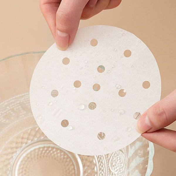100pcs / Pack Steamer Paper Non-Stick Disposable Grease-Proof Paper Round Air Fryer Pad, Size: 6 Inches (15.2cm) - Image 5