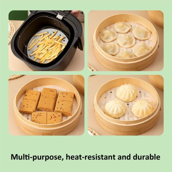 100pcs / Pack Steamer Paper Non-Stick Disposable Grease-Proof Paper Round Air Fryer Pad, Size: 6 Inches (15.2cm) - Image 8