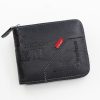 MenBense Men Short Zipper Wallet Coin Purse Large Capacity Multi-Card Money Clip (Black)