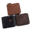 MenBense Men Short Zipper Wallet Coin Purse Large Capacity Multi-Card Money Clip (Black) - Image 2