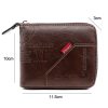 MenBense Men Short Zipper Wallet Coin Purse Large Capacity Multi-Card Money Clip (Black) - Image 3
