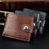 MenBense Men Short Magnetic Clasp Wallet Multi-Card Coin Purse (Light Coffee) - Image 2