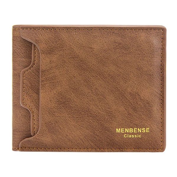 Menbense Men Short Wallet Casual Multi-Card Coin Purse (Light Brown)